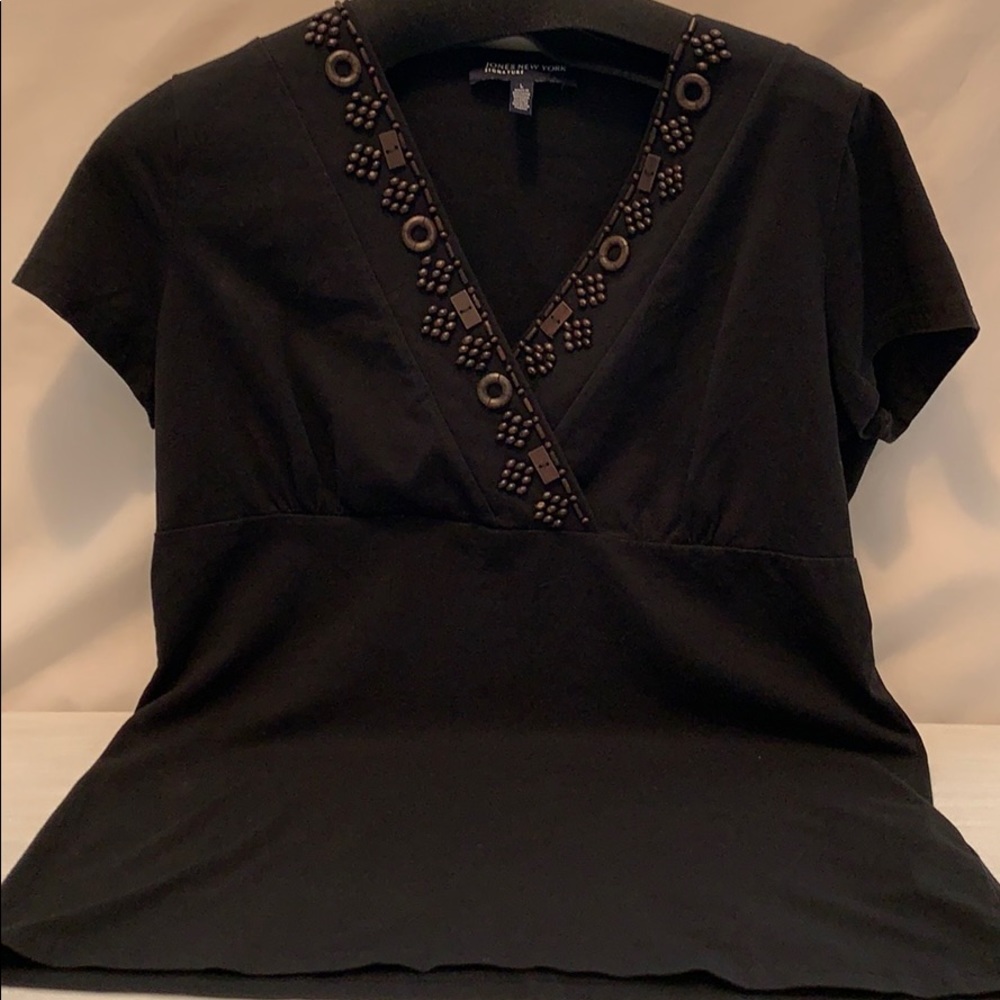 Jones New York Black beaded Blouse